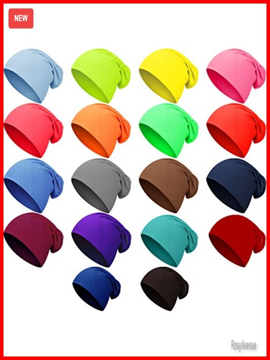 18 Pack Thin Knit Slouchy Cap Hip-Hop Sleep Cap Stretchy Baggy Beanie Hat Unisex main image 6